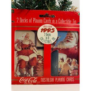 Vintage Two Sets of Limited Edition 1995 Coca-Cola Santa Claus Playing Cards/Col